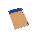 Bloc de notas de cartón con anillas y bolígrafo A6 hojas lisas color azul marino