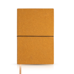 Libreta de piel reciclada y elástico horizontal A5 hojas punteadas color marrón claro