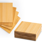 Set de 4 posavasos de bambú con una bolsa de algodón incorporada vista en caja