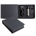 Set de vino con varios utensilios como una bomba o un sacacorchos color negro