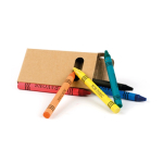 Caja de cartón con 6 lápices de cera personalizada color natural
