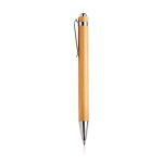 Lápiz de bambú con clip metálico y tinta de escritura infinita color marrón claro
