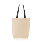 Bolsa de algodón con fuelle inferior y asas de colores 180 g/m2 color negro vista 11