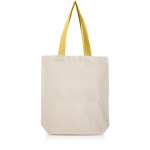 Bolsa de algodón con fuelle inferior y asas de colores 180 g/m2 color amarillo