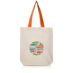 Bolsa de algodón con fuelle inferior y asas de colores 180 g/m2 color naranja vista con logo impreso