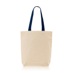 Bolsa de algodón con fuelle inferior y asas de colores 180 g/m2 color azul marino