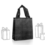 Bolsa de non-woven brillante con purpurina y correas 130 g/m2 color negro