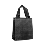 Bolsa de non-woven brillante con purpurina y correas 130 g/m2 color negro