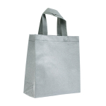 Bolsa de non-woven brillante con purpurina y correas 130 g/m2 color plateado