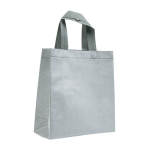 Bolsa de non-woven brillante con purpurina y correas 130 g/m2 color plateado
