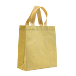 Bolsa de non-woven brillante con purpurina y correas 130 g/m2 color dorado