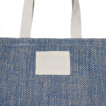 Bolsa de yute con asas de algodón y tejido con acabado zig-zag color azul real vista 1