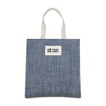 Bolsa de yute con asas de algodón y tejido con acabado zig-zag vista de impresión