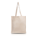 Bolsa de algodón orgánico con asas largas y fuelle 220 g/m2 color beige