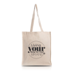 Bolsa de algodón orgánico con asas largas y fuelle 220 g/m2 color beige