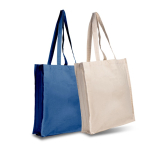Bolsa de algodón orgánico con asas largas y fuelle 220 g/m2 vista con varios colores