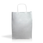 Bolsa de papel kraft en varios colores con asas cortas 90 g/m2 color plateado