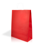 Bolsa sostenible hecha en papel kraft con asas cortas 100 g/m2 color rojo