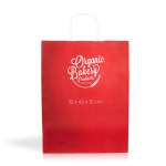 Bolsa sostenible hecha en papel kraft con asas cortas 100 g/m2 color rojo