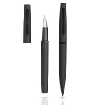 Set de bolígrafo y roller con caja de regalo a juego tinta azul color negro vista de impresión