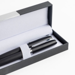 Roller y bolígrafo de metal con caja acolchada tinta negra