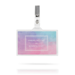 Identificador de plástico con enganche de bolsillo extraíble 9x5.5cm vista con logo impreso
