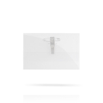 Identificador de plástico transparente con pasador trasero 9x5.5cm color transparente