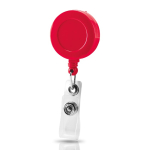 Portacredenciales extensible con casquillo de resina con clip color rojo