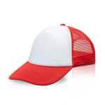 Gorra promocional estilo trucker para impresión a todo color MidTown color rojo