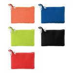Monedero de poliéster en colores con llavero y cremallera vista con varios colores