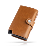 Cartera de cuero sintético con tarjetero automático con RFID color marrón