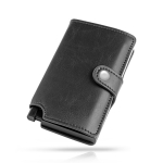 Cartera de cuero sintético con tarjetero automático con RFID color negro vista de impresión