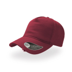 Gorra de algodón destruido con 5 paneles y cierre con hebilla color burdeos