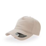 Gorra de algodón destruido con 5 paneles y cierre con hebilla color beige vista de impresión