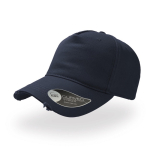 Gorra de algodón destruido con 5 paneles y cierre con hebilla color azul marino