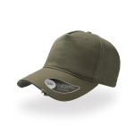 Gorra de algodón destruido con 5 paneles y cierre con hebilla color verde oliva