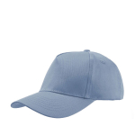 Gorra de algodón para niños de 5 paneles y cierre con velcro color azul claro vista de impresión