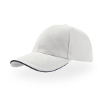 Gorra de algodón de tamaño único con cierre de hebilla 250 g/m2 color blanco/azul