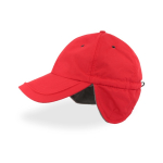 Gorra de invierno de nylon con orejeras y forro polar interior color rojo