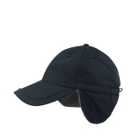 Gorra de invierno de nylon con orejeras y forro polar interior color azul marino vista de impresión