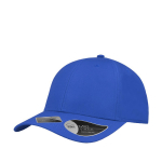 Gorra hecha de botellas de plástico con visera curvada 115 g/m2 color azul real vista de impresión