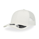 Gorra de algodón reciclado de 6 paneles y malla trasera 250 g/m2 color blanco