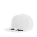 Gorra de poliéster reciclado con visera plana y 6 paneles 200 g/m2 color blanco vista de impresión