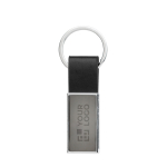 Elegante llavero de cuero personalizado reciclado en negro color negro vista de impresión