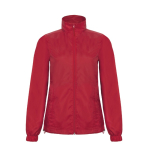 Chaqueta de poliéster para mujer impermeable y cortaviento B&C color rojo