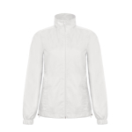 Chaqueta de poliéster para mujer impermeable y cortaviento B&C color blanco