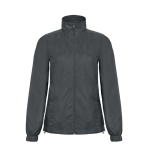 Chaqueta de poliéster para mujer impermeable y cortaviento B&C color gris oscuro