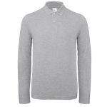Polo de algodón de manga larga para hombre 180 g/m2 B&C color gris claro