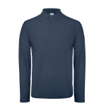 Polo de algodón de manga larga para hombre 180 g/m2 B&C color azul marino vista de impresión