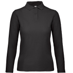 Polo básico de algodón de manga larga para mujer 180 g/m2 B&C color negro vista 11